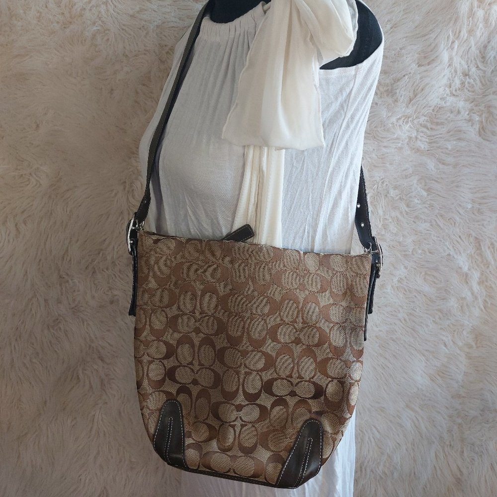 Coach C065-6076 Women's Brown Signature Canvas Crossbody Bag